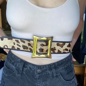 Genny Versace Vintage Animal Print Gold Belt